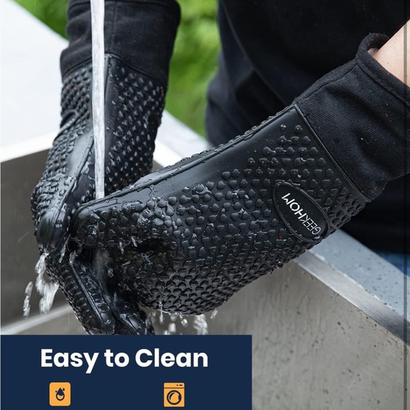 BBQ Gloves,Grilling‎ Gloves Heat Resistant Oven Gloves, ,Kitchen Silicone Mitts - Picture 1 of 10